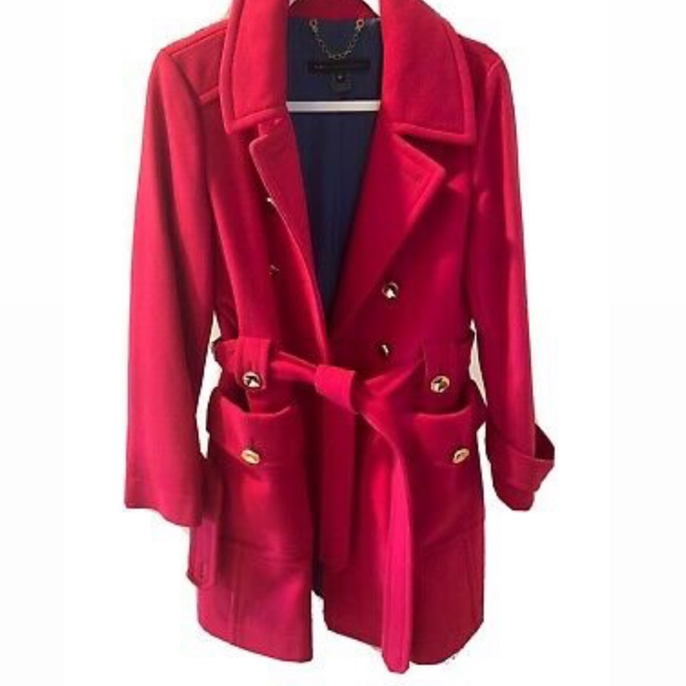 Marc by Marc Jacobs Pink Wool Pea Coat with Gold Hardware
